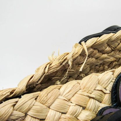 Coach Borsa tote da donna in pelle e paglia intrecciata Coach con motivo Tea Rose, beige e viola - Etoilux