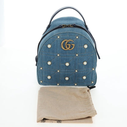 Gucci Zaino GG Marmont Pearly Small Denim Matelassé Blu – 24 cm - Etoilux