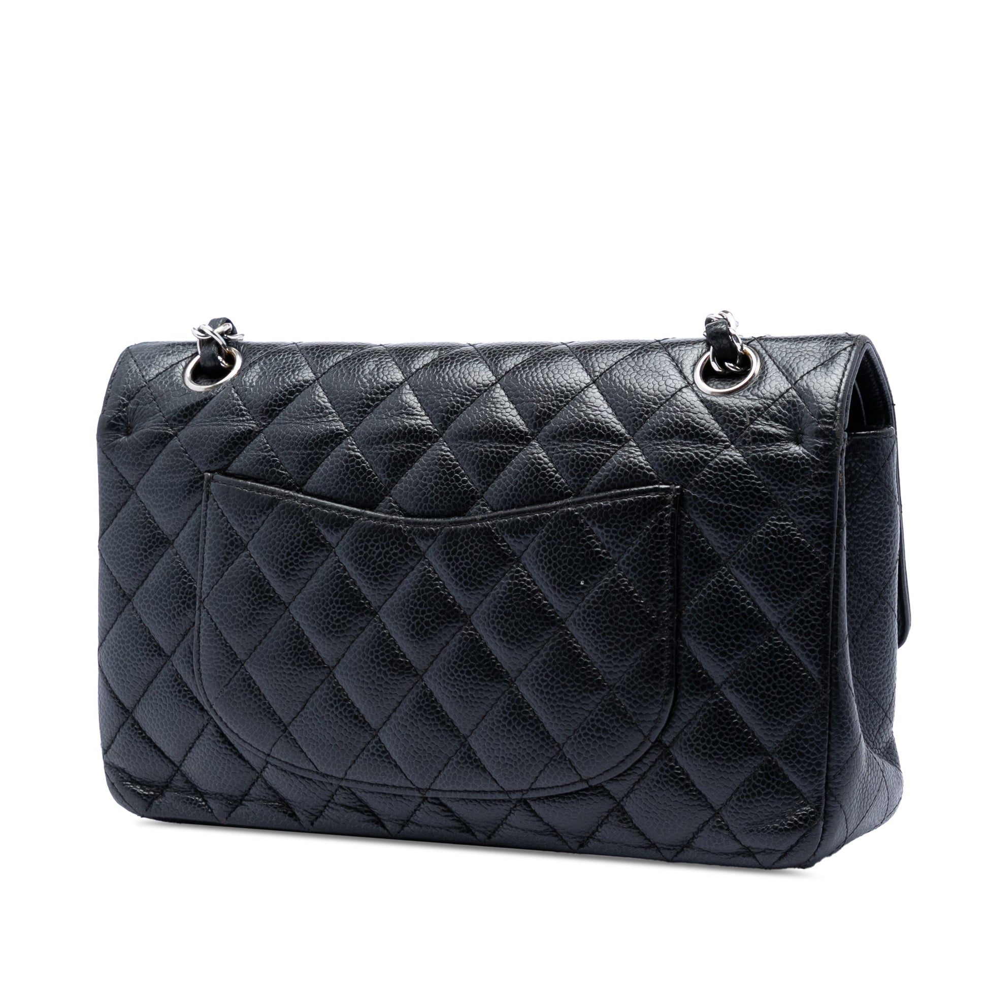 Chanel Classic Double Flap Medium – Pelle Caviar Nera, Hardware Silver - Etoilux