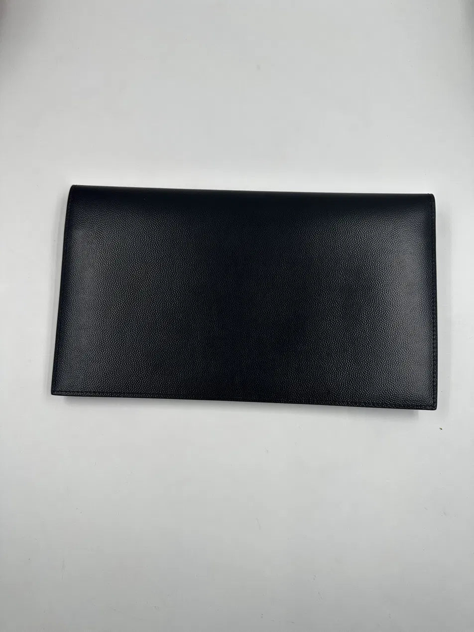 Saint Laurent Uptown Pouch Grain de Poudre Nera Hardware Oro – 27 cm - Etoilux