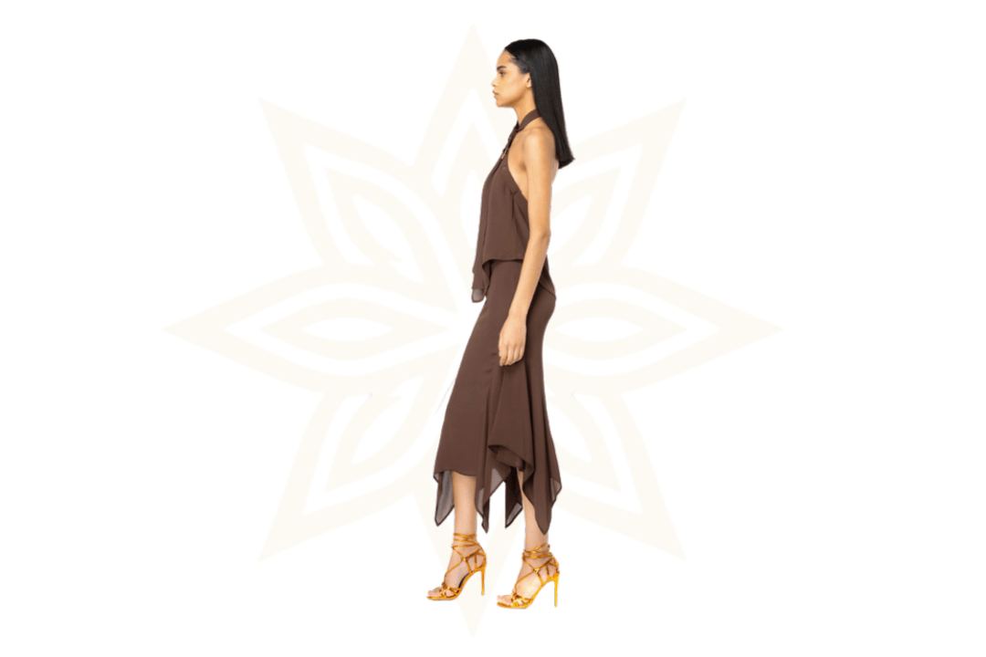 Pinko – Gonna midi in chiffon con dettagli metallici - Etoilux