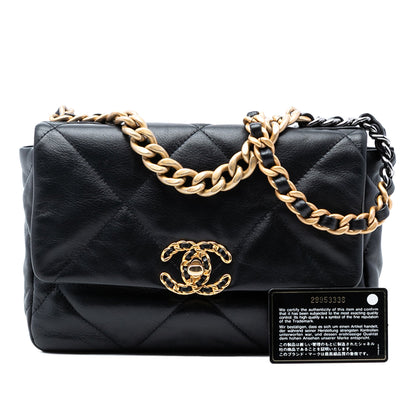 Chanel 19 Small Pelle di Agnello Nera 2019 – Hardware Trio – 25 cm - Etoilux