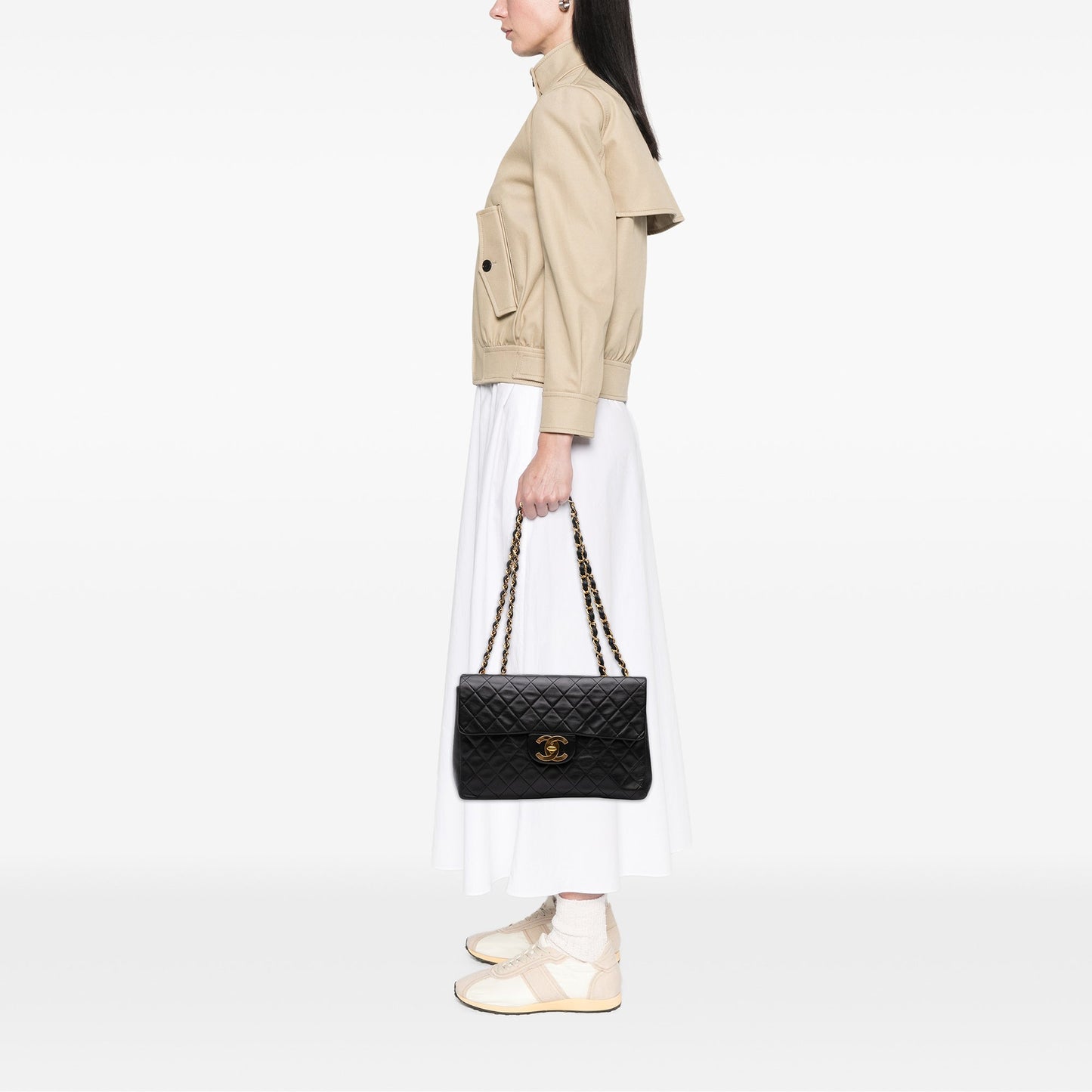 Chanel Maxi XL Single Flap in Pelle di Agnello – Nero (1994 - 1996) - Etoilux