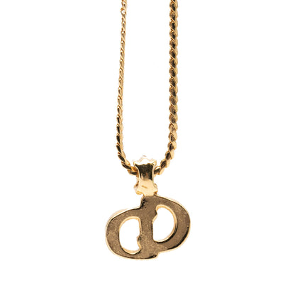 Christian Dior Vintage Collana Pendente CD Logo Cristallo Marquise Placcato Oro – 44 cm - Etoilux
