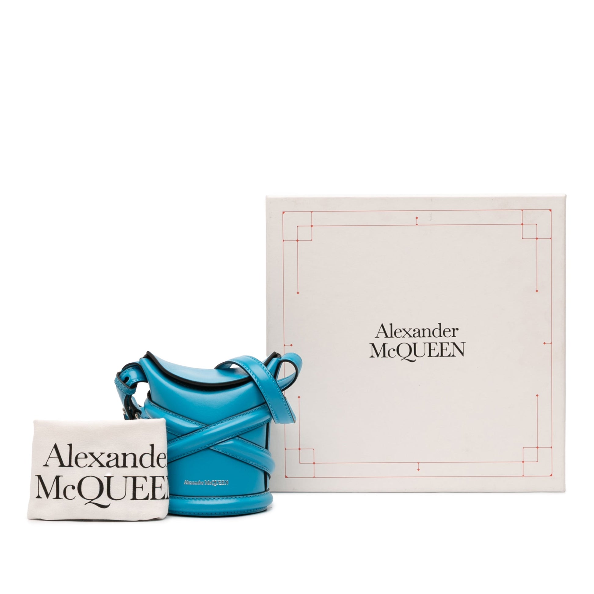 Alexander McQueen The Curve – Borsa a Secchiello in Pelle di Vitello Blu - Etoilux