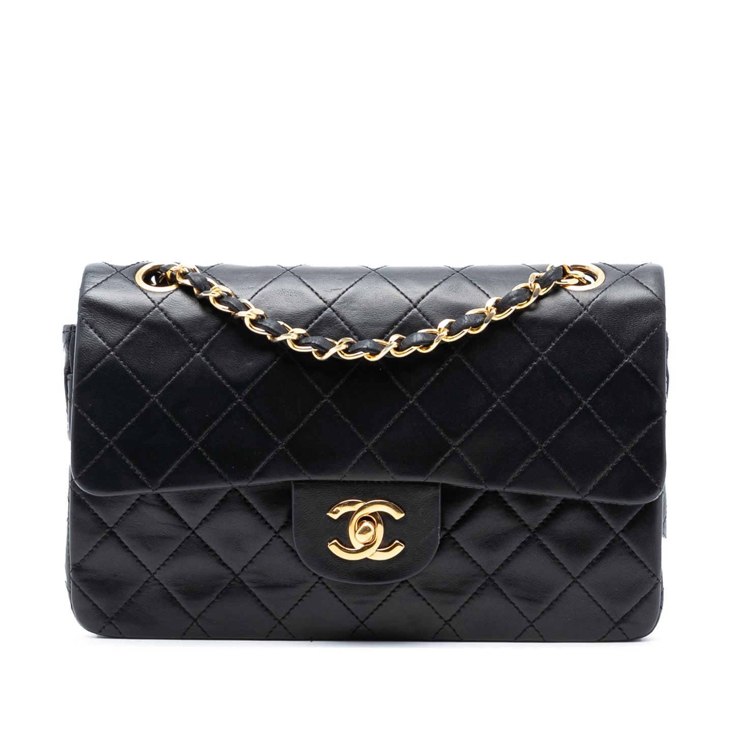 Chanel Classic Flap Small Double Flap – Pelle di Agnello Nera – Anni 1986–1988 - Etoilux