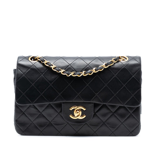 Chanel Classic Flap Small Double Flap – Pelle di Agnello Nera – Anni 1986–1988 - Etoilux