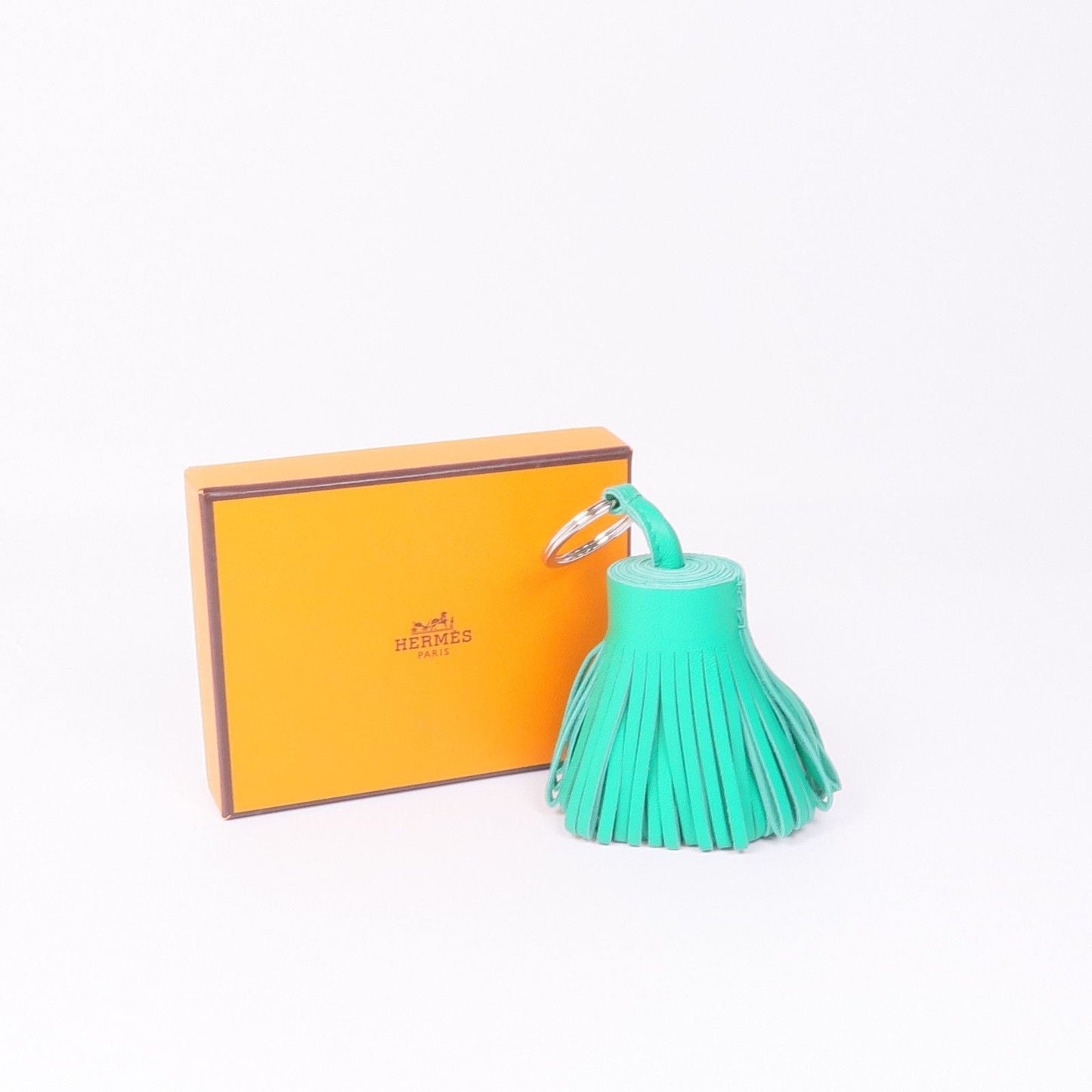Hermès Carmen key ring Bambou con scatola arancione originale