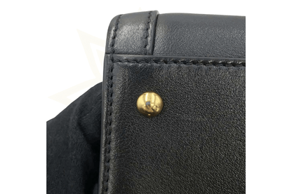 Gucci Diana Medium Tote Bag in pelle nera con manico in bamboo - Etoilux