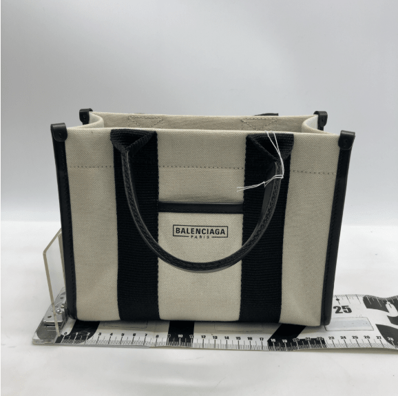 Balenciaga Hardware Small Tote canvas rigato fronte
