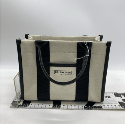 Balenciaga Hardware Small Tote canvas rigato fronte