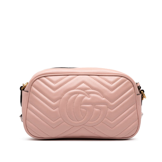 Gucci GG Marmont Matelassé – Borsa a tracolla in pelle rosa - Etoilux