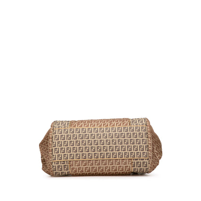 Fendi Pillow Tote Zucchino Tela Rivestita & Nylon Beige/Marrone – Large - Etoilux