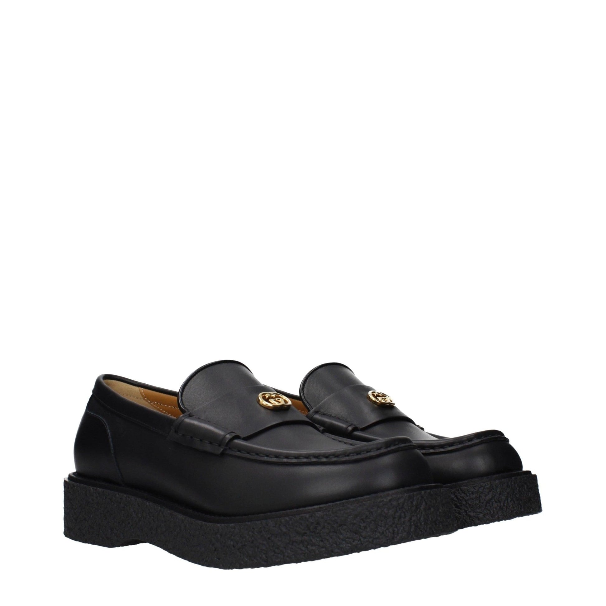 Gucci – Mocassini in Pelle Nera con Logo GG – Uomo - Etoilux