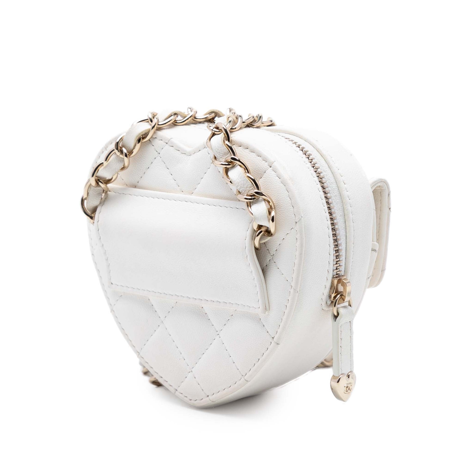 Chanel Heart Bag Pelle di Agnello Bianca – 11 cm - Etoilux