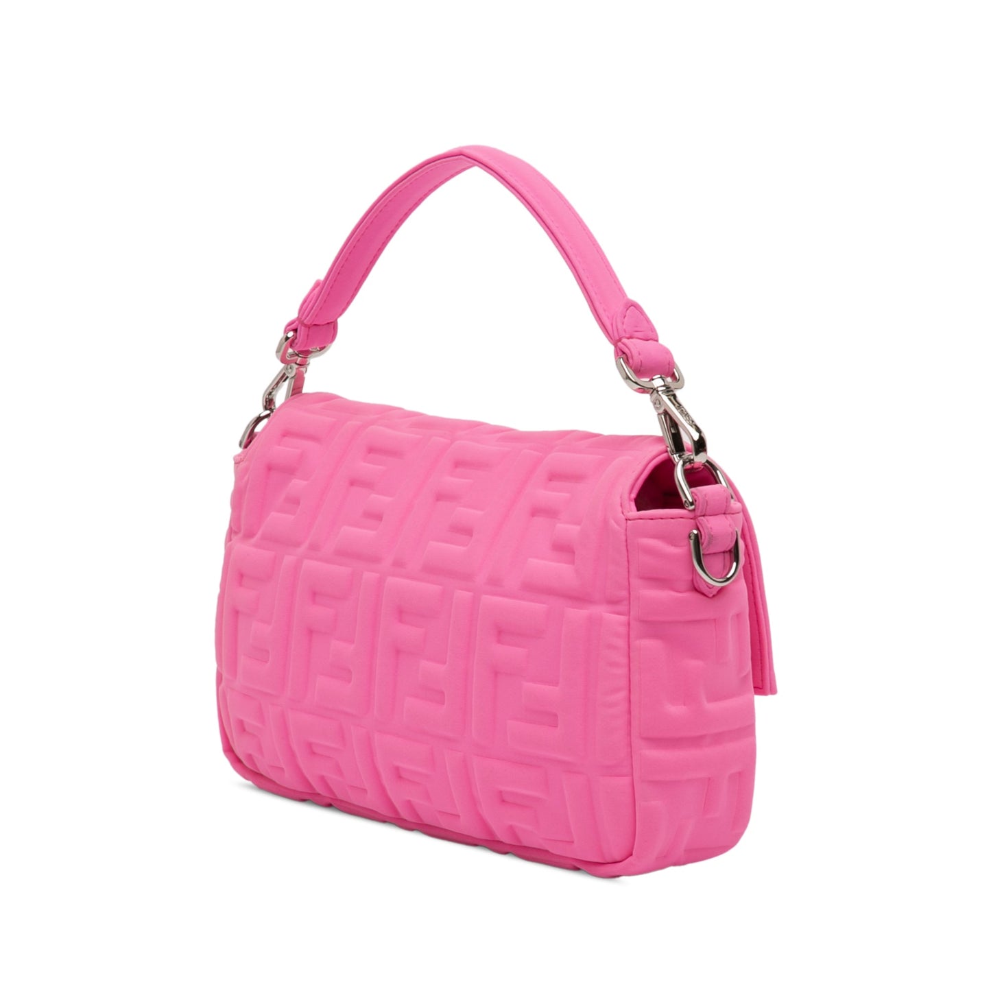 Fendi Baguette FF Embossed Tessuto Tecnico Rosa – 27 cm - Etoilux