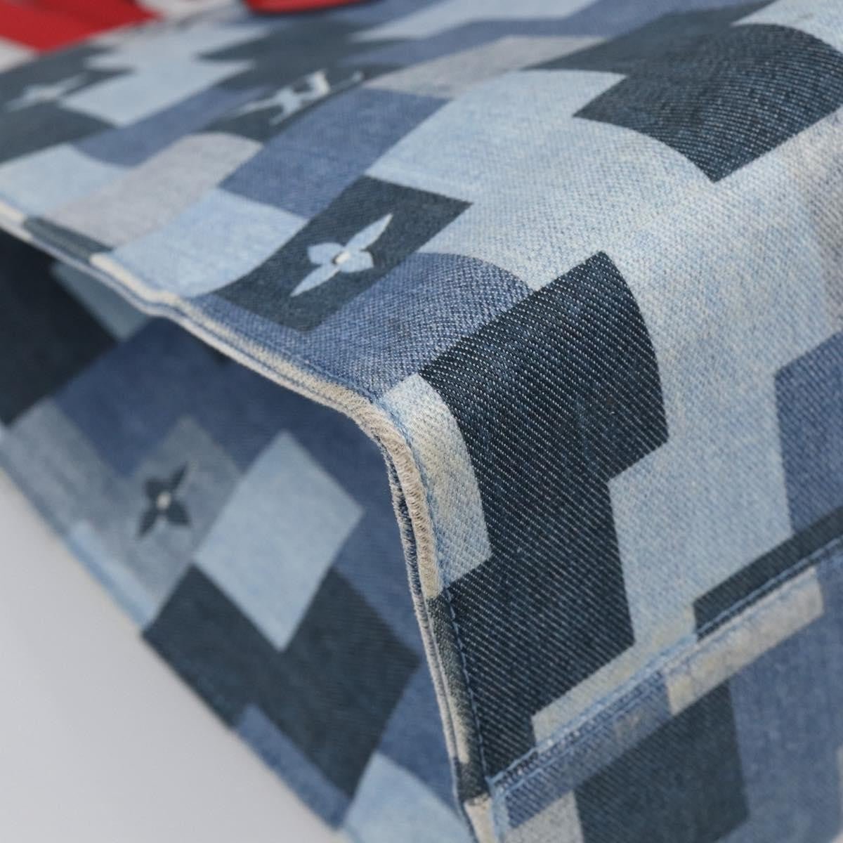 Louis Vuitton OnTheGo – Denim patchwork e manici rossi - Etoilux