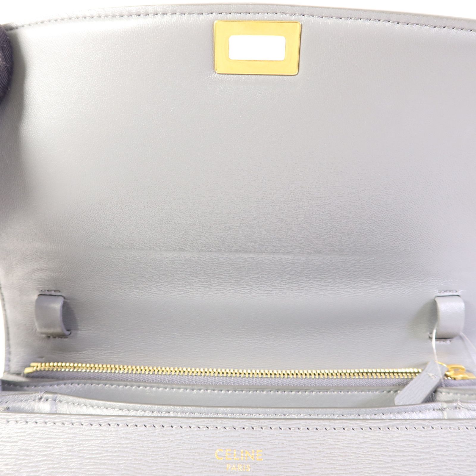 Céline Classic Box Medium Liséré Grigio Ardesia Hardware Dorato – 23 cm - Etoilux