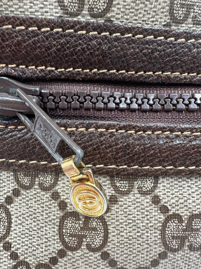 Gucci Accessory Collection Camera Bag GG Supreme Web – Tela e Pelle Marrone, anni '80 – 23 cm - Etoilux