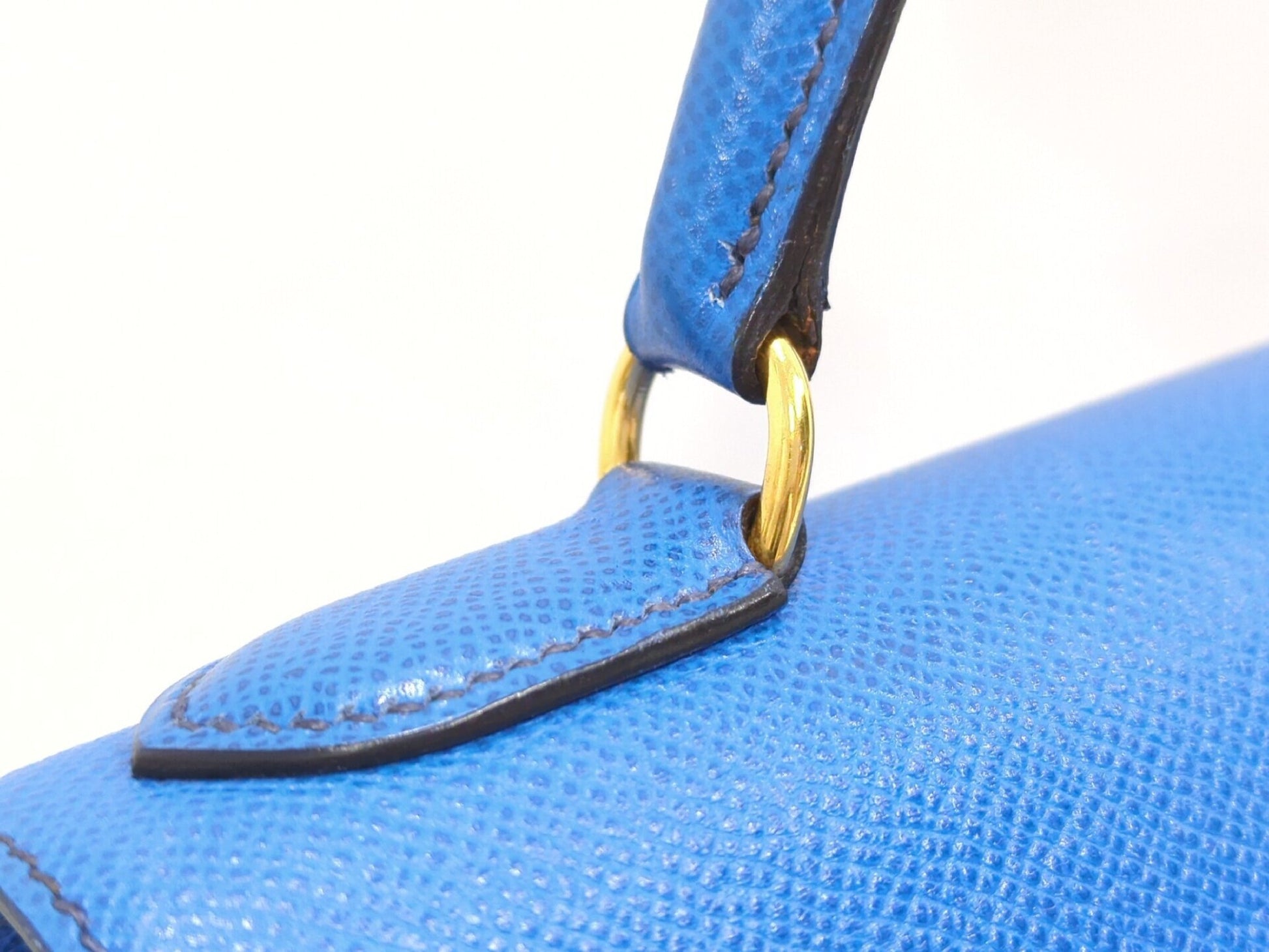 Hermès Kelly Sellier 28 Pelle Courchevel Blu Hardware Gold – 1993 - Etoilux
