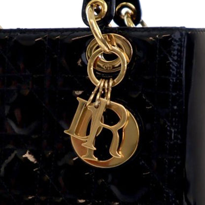 Christian Dior Lady Dior Medium Patent Cannage – 2010 – Nero - Etoilux