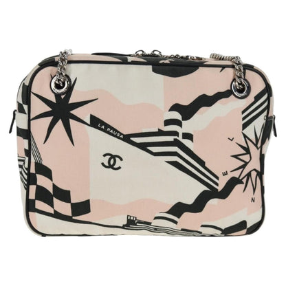 Chanel La Pausa Bay Camera Bag Tela Stampata Rosa/Avorio – 28 cm - Etoilux