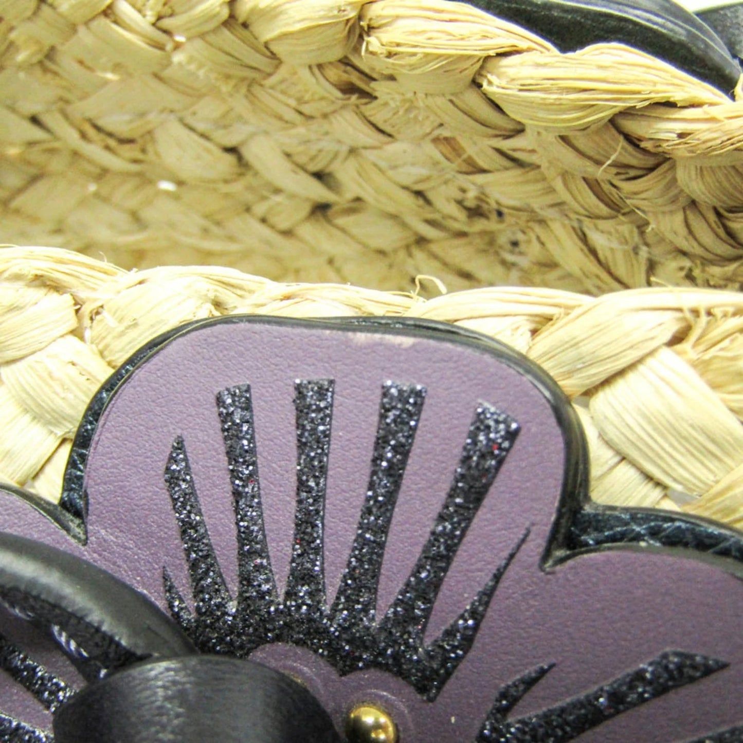 Coach Borsa tote da donna in pelle e paglia intrecciata Coach con motivo Tea Rose, beige e viola - Etoilux