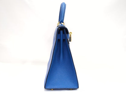 Hermès Kelly Sellier 28 Pelle Courchevel Blu Hardware Gold – 1993 - Etoilux