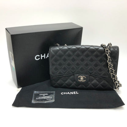 Chanel Jumbo Classic Flap in Caviar Nero con Hardware Argento - Etoilux