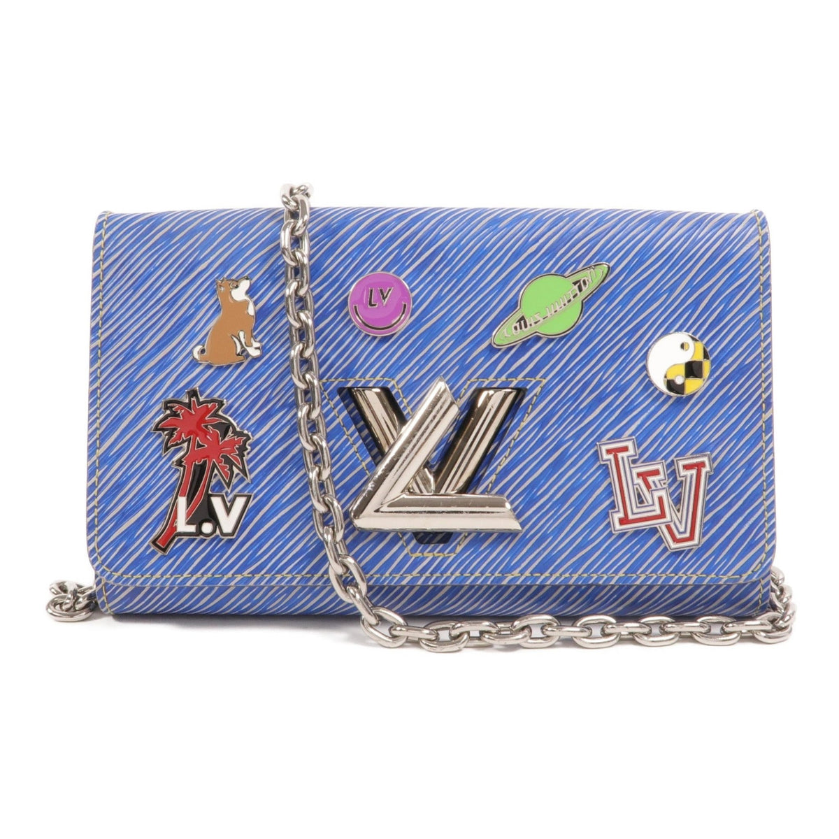 Louis Vuitton Twist Chain Wallet Epi Denim con Spille – Edizione Limitata 2017 – 19 cm - Etoilux
