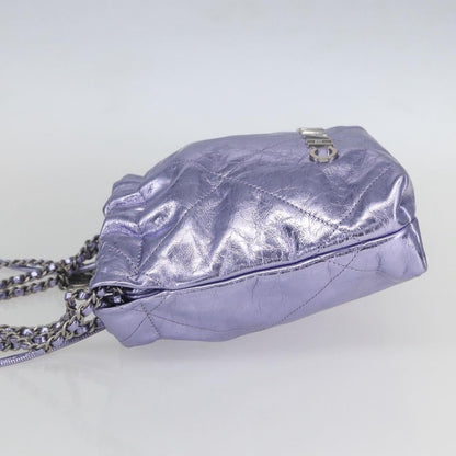 Chanel 22 Mini Hobo Pelle di Vitello Metallizzata Lilla – 17 cm - Etoilux