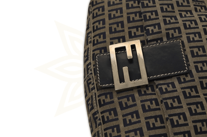 Fendi Mama Baguette in Canvas Zucchino Navy con Finiture Argentate - Etoilux
