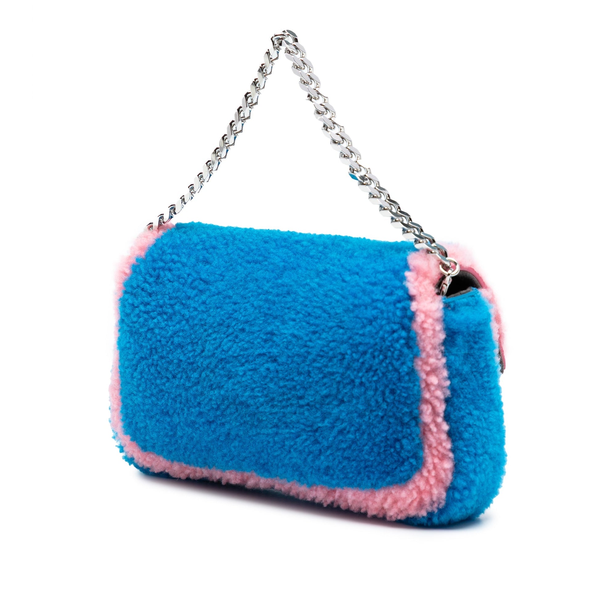 Fendi Baguette Micro in Montone Bicolore – Blu & Rosa – 2000 - 2010 - Etoilux
