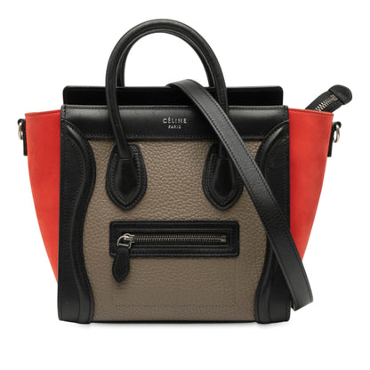 Céline Luggage Nano Tricolor Vitello Bottalato & Nabuk – Made in Italy – Size Nano - Etoilux