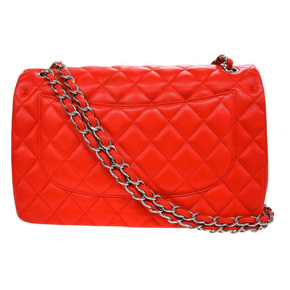Chanel Classic Double Flap Jumbo Agnellino Rosso Hardware Silver 2016 – 30 cm - Etoilux