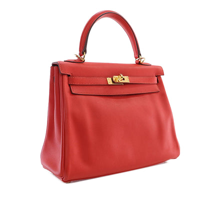 Hermès Kelly II Retourne 25 in pelle Swift Rouge Pivoine Anno 2015 – Made in France - Etoilux