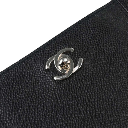 Chanel Mademoiselle Chain Shopping Bag Caviar Nero Hardware Argento – 28 cm - Etoilux
