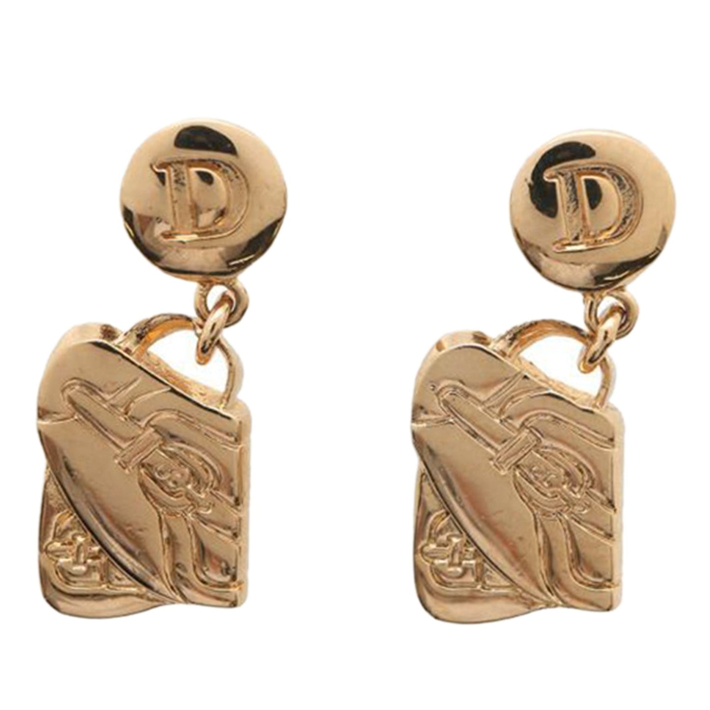 Dior — Orecchini pendenti placcati oro con charm borsa - Etoilux