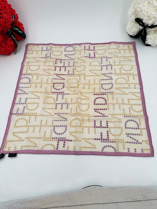 Foulard Fendi cotone FF Dots avorio bordeaux lilla oro bordo rosa pocket square vintage