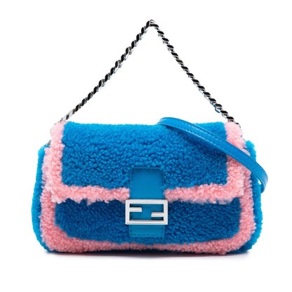 Fendi Baguette Micro in Montone Bicolore – Blu & Rosa – 2000 - 2010 - Etoilux