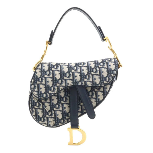 Borsa Dior Saddle blu navy vista frontale