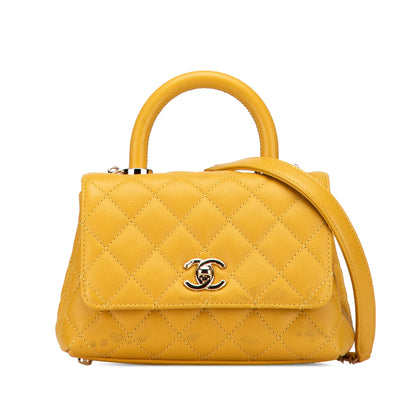 CHANEL – Coco Handle Mini in pelle Caviar Giallo (Serie N4EJX5A9)