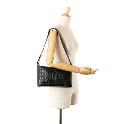 Chanel Chocolate Bar CC Shoulder Bag Pelle di Agnello Nera – 27,5 cm