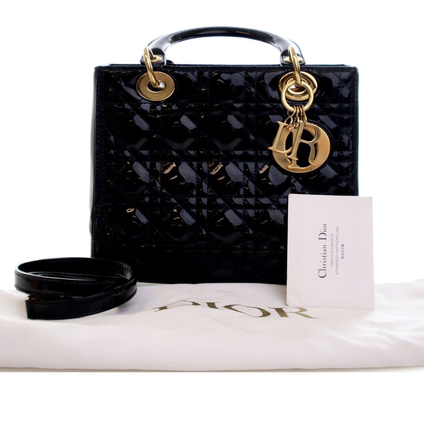 Christian Dior Lady Dior Medium Patent Cannage – 2010 – Nero