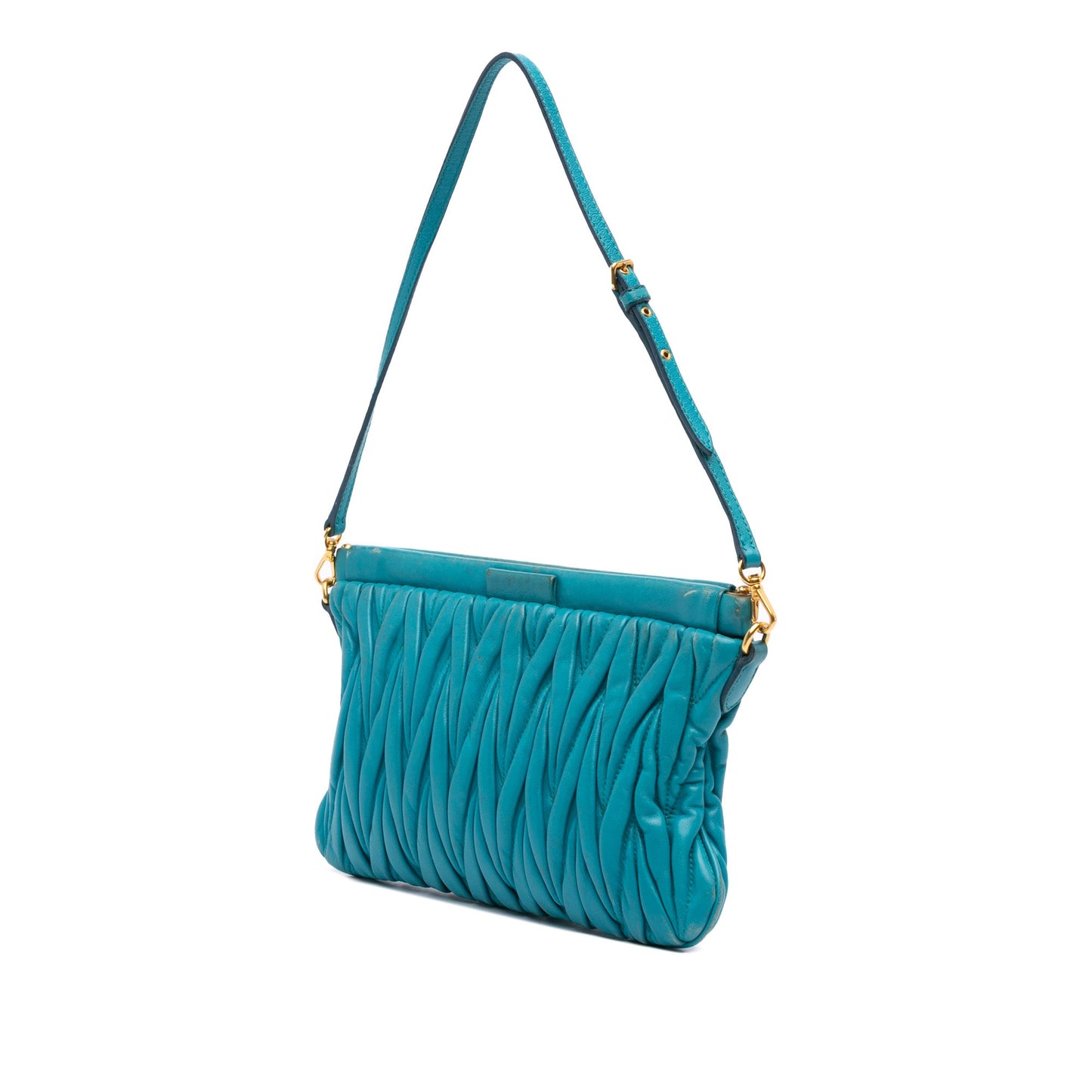 Miu Miu Matelassé Shoulder Bag – Pelle di Agnello Trapuntata – Blu
