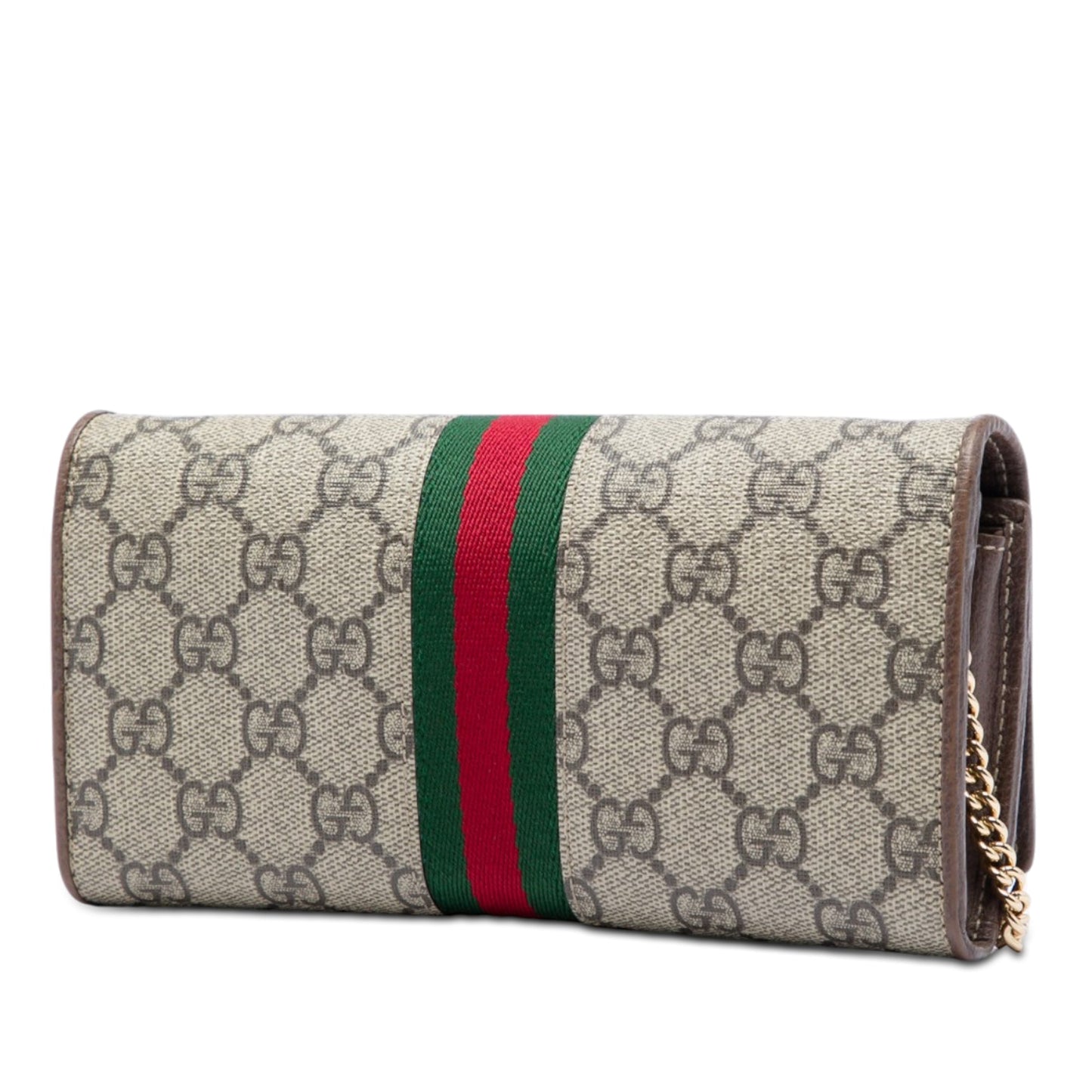 Gucci Ophidia Portafoglio con Catena GG Supreme – Web Verde/Rosso · 19 cm