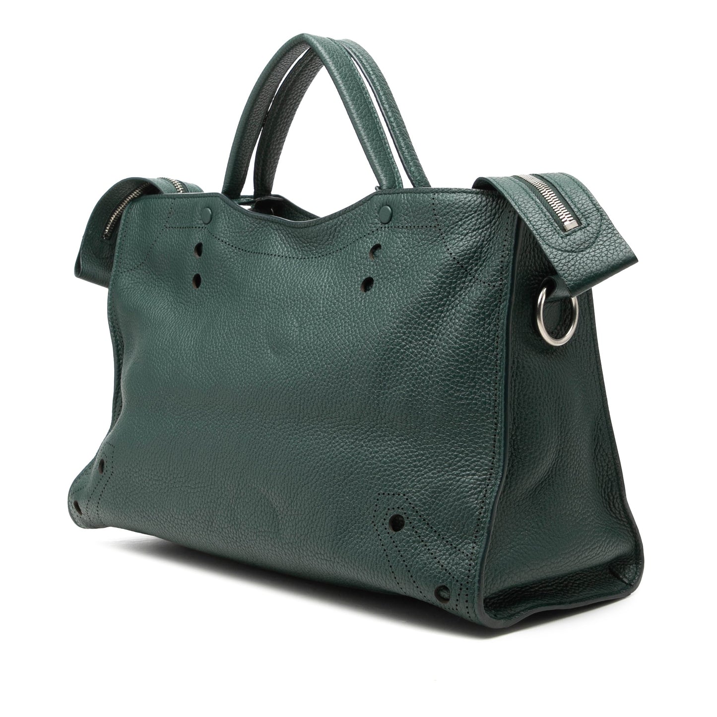 Balenciaga Blackout City Pelle Martellata Verde – 37 cm