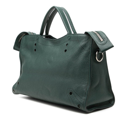Balenciaga Blackout City Pelle Martellata Verde – 37 cm