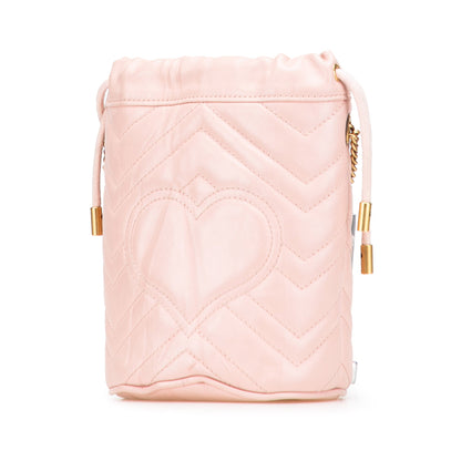 Gucci GG Marmont Mini Bucket Bag in pelle matelassé rosa cipria – 2016/2025