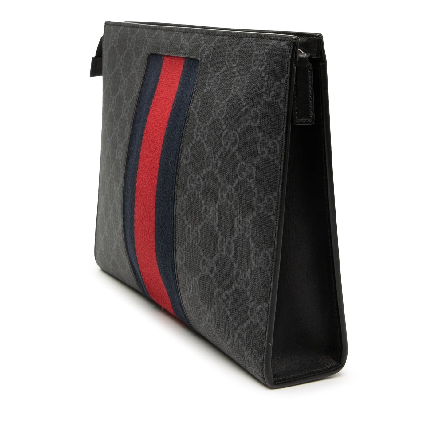 Gucci Pochette GG Supreme Black Web Tela Spalmata – 26 cm